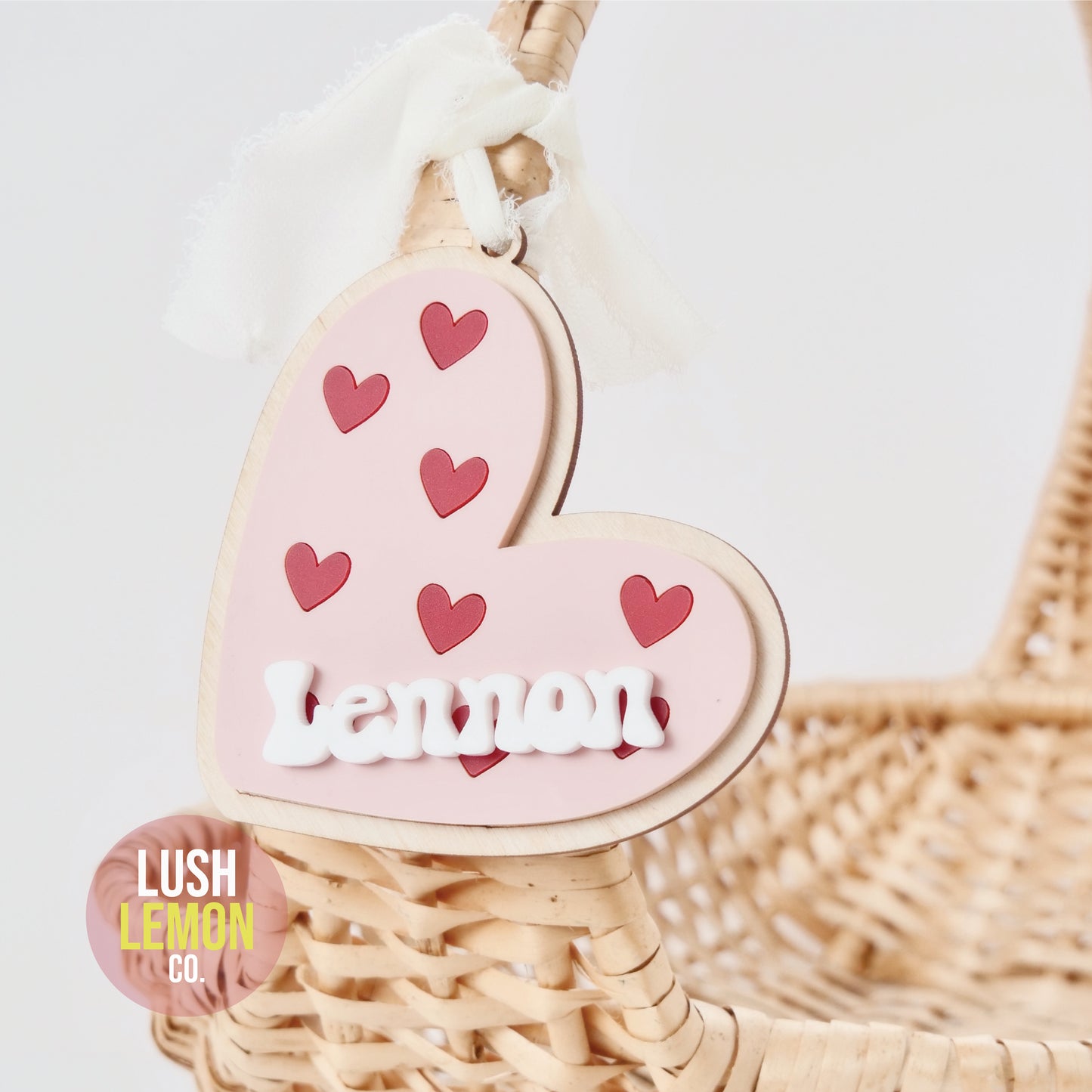 Personalized Heart Name Tag – Custom Valentine's Basket Charm