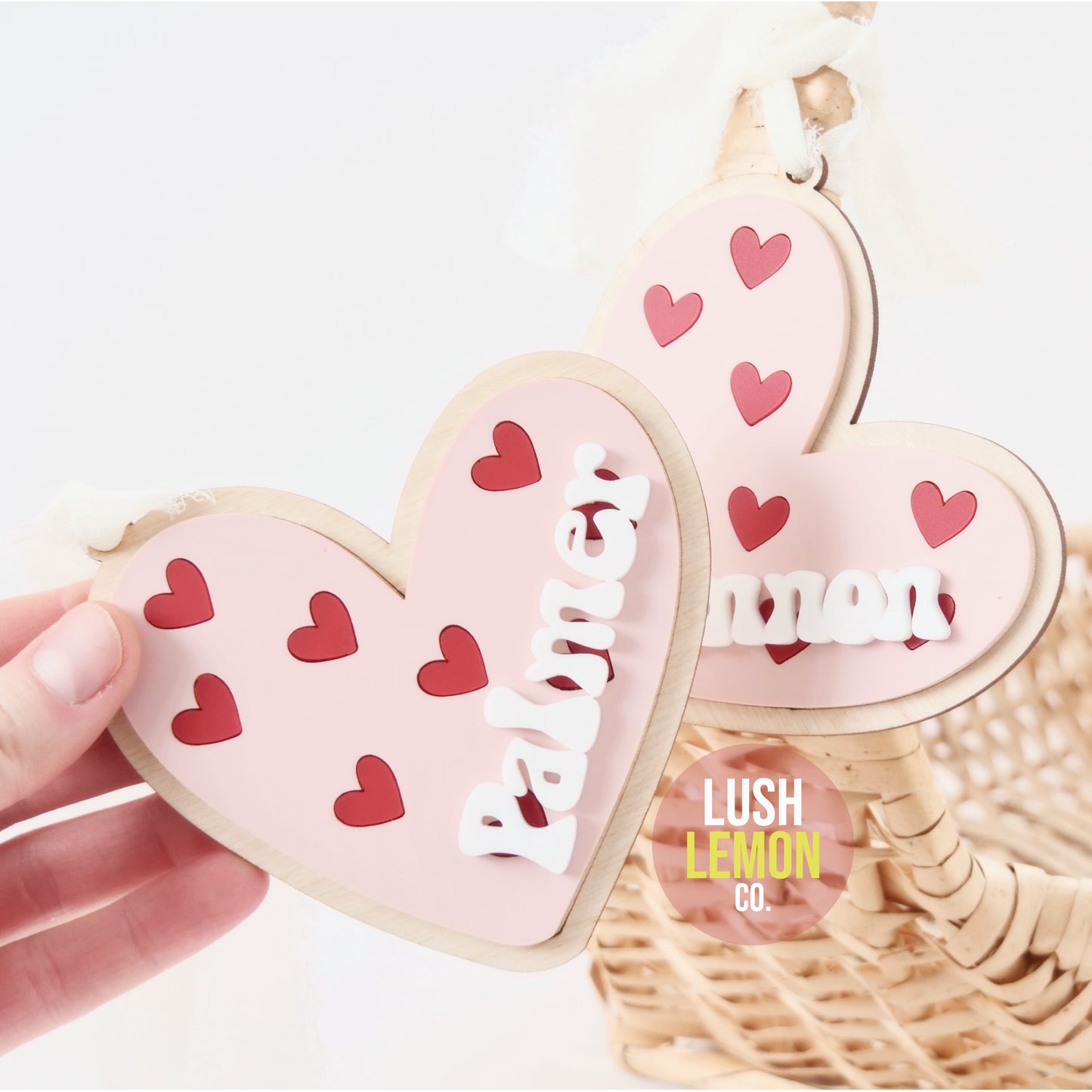 Personalized Heart Name Tag – Custom Valentine's Basket Charm