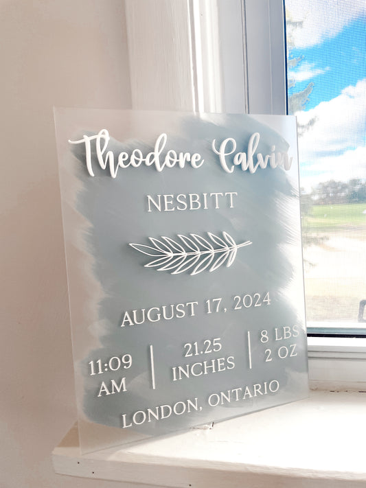 Custom Acrylic Birth Announcement Sign